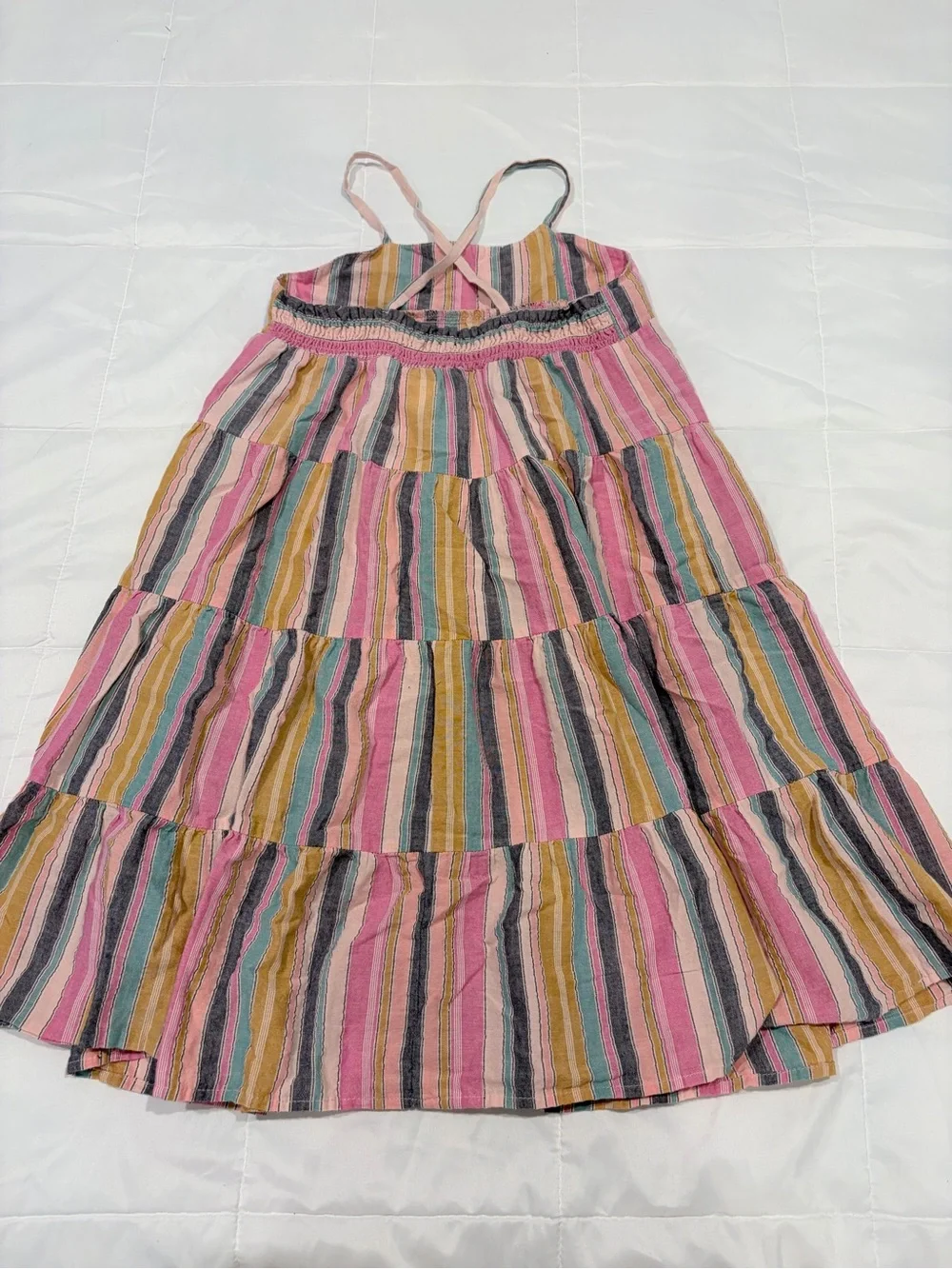 Cat & Jack Pink and Multi-Color Striped Tiered Sundress